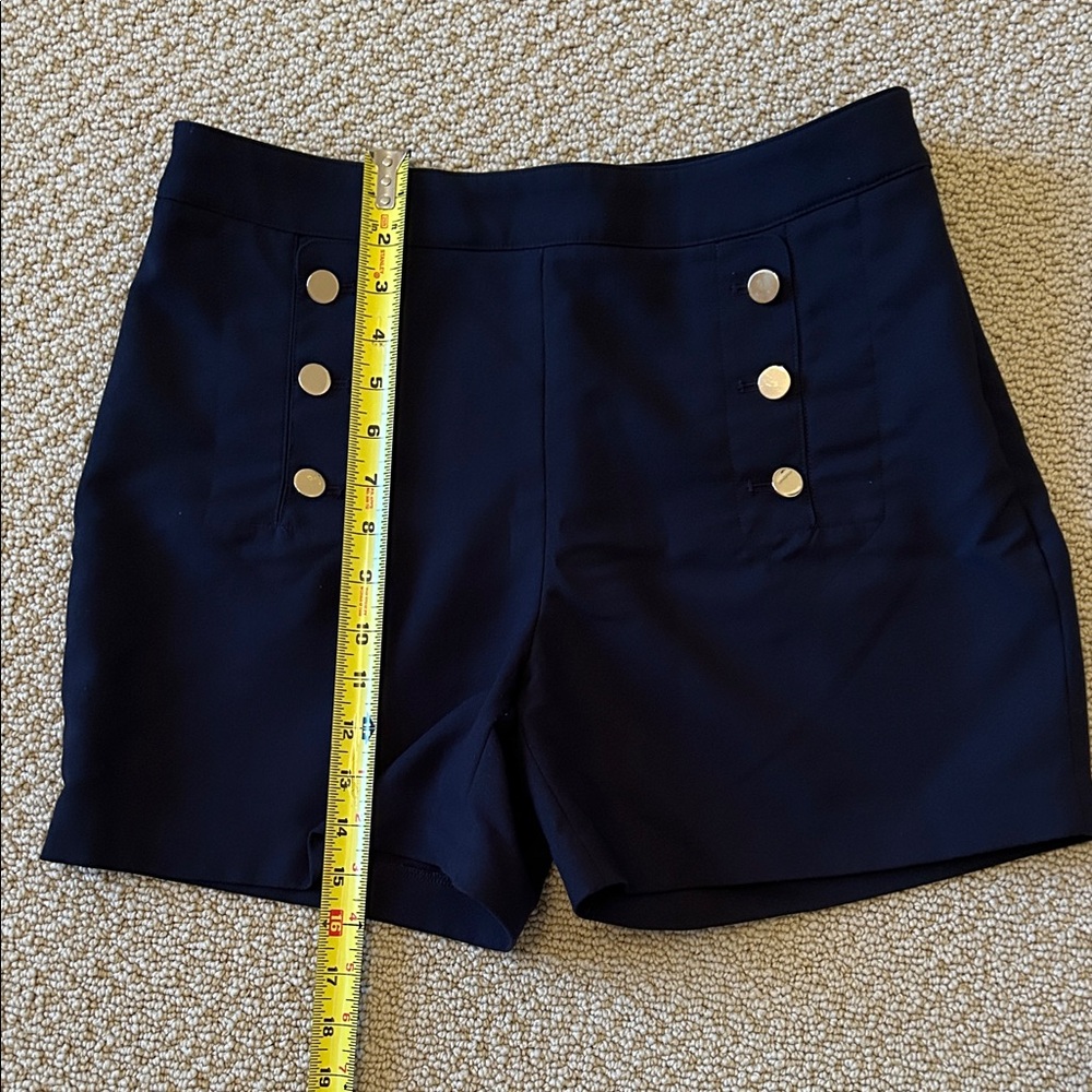 Navy Women's Shorts with Button Detail